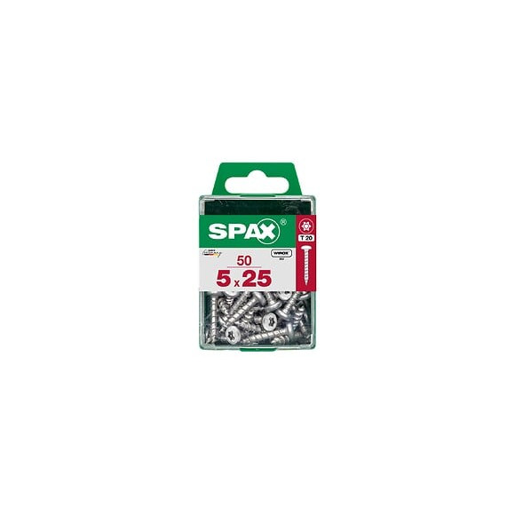 Lot De 50 Vis Acier Tête Ronde Torx Spax, Diam.5 Mm X L.25 Mm
