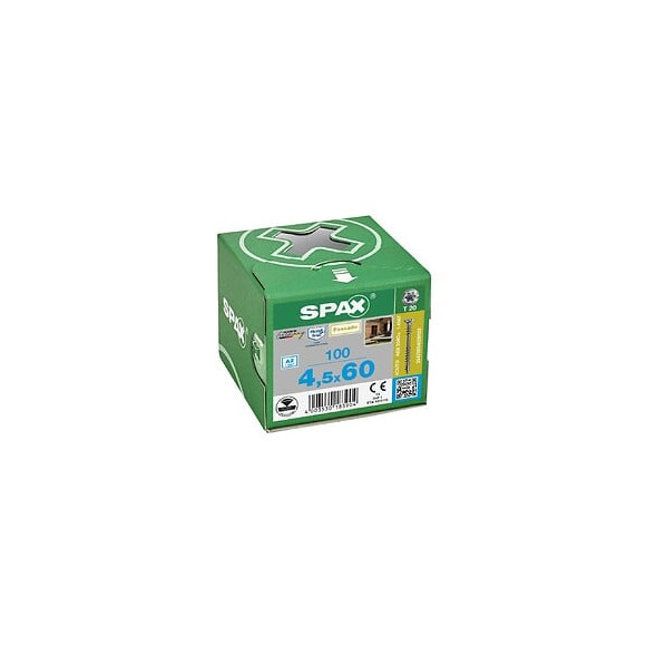 100 Vis Avec Filetage De Fixation 4,5x60 Spax Façade Inox A2 - Bois Résineux