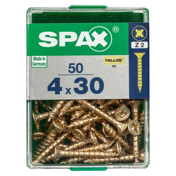 Lot De 50 Vis Acier Tête Fraisée Pozidriv Spax, Diam.4 Mm X L.30 Mm