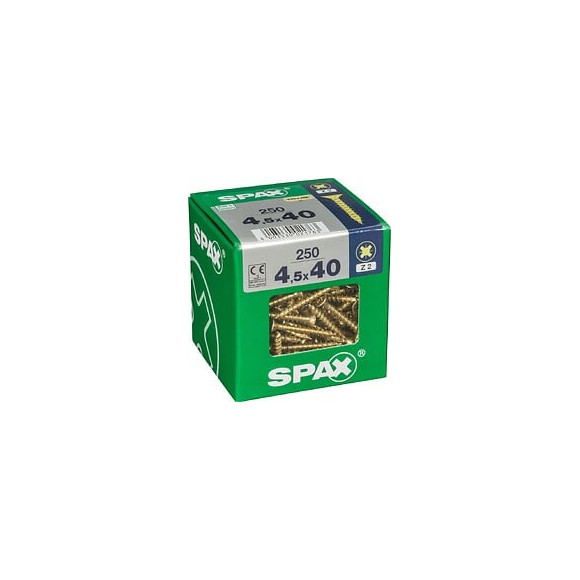 Lot De 250 Vis Acier Tête Fraisée Pozidriv Spax, Diam.4.5 Mm X L.40 Mm