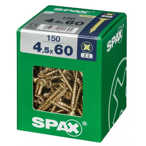 Lot De 150 Vis Acier Tête Fraisée Pozidriv Spax, Diam.4.5 Mm X L.60 Mm