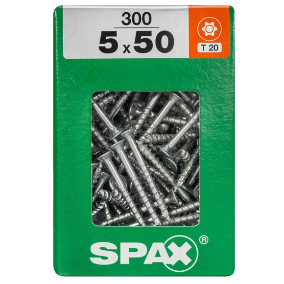 Lot De 300 Vis Acier Tête Fraisée Torx Spax, Diam.5 Mm X L.50 Mm