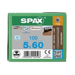 100 Vis Torx Autoforeuse 5x60 Spax-deck Inox A2 - Terrasse Bois Éxotique