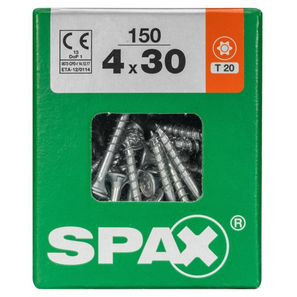 Lot De 150 Vis Acier Tête Fraisée Torx Spax, Diam.4 Mm X L.30 Mm