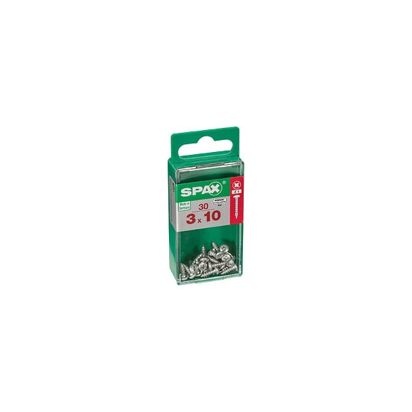 Lot De 30 Vis Acier Tête Cylindrique Bombée Spax, Diam.3 Mm X L.10 Mm
