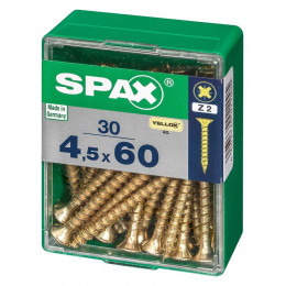 Lot De 30 Vis Acier Tête Fraisée Pozidriv Spax, Diam.4.5 Mm X L.60 Mm
