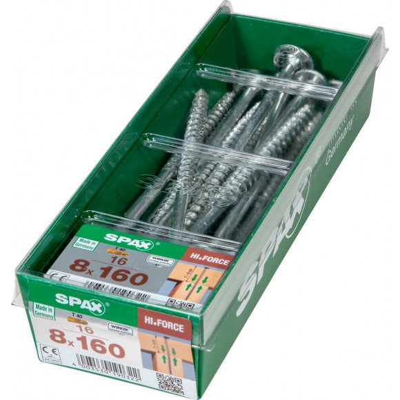 Lot De 16 Vis Acier Torx Spax, Diam.8 Mm X L.160 Mm