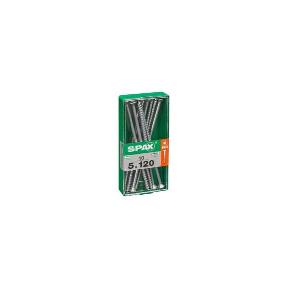 Lot De 10 Vis Acier Tête Autofraisée Plate Spax, Diam.5 Mm X L.120 Mm