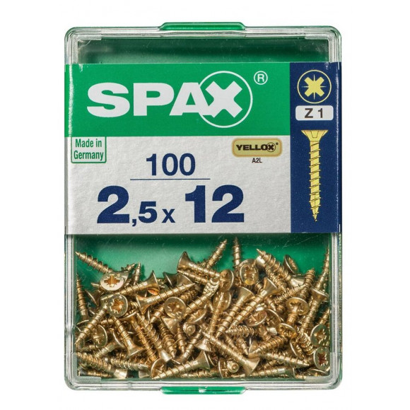 Lot De 100 Vis Acier Tête Fraisée Pozidriv Spax, Diam.2.5 Mm X L.12 Mm