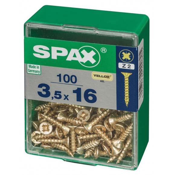 Lot De 100 Vis Acier Tête Fraisée Pozidriv Spax, Diam.3.5 Mm X L.16 Mm