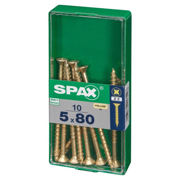 Lot De 10 Vis Acier Tête Fraisée Pozidriv Spax, Diam.5 Mm X L.80 Mm
