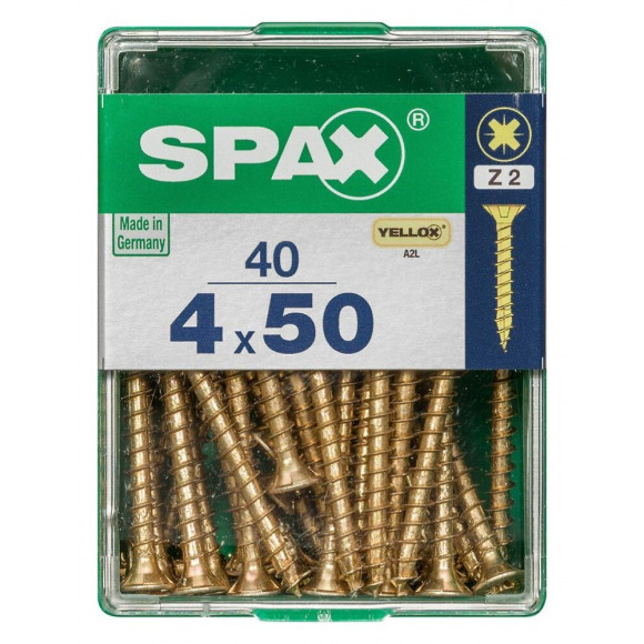 Lot De 40 Vis Acier Tête Fraisée Pozidriv Spax, Diam.4 Mm X L.50 Mm