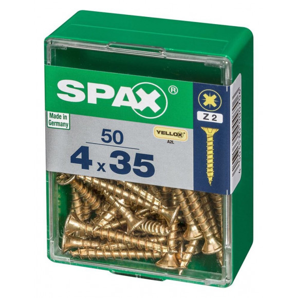 Lot De 50 Vis Acier Tête Fraisée Pozidriv Spax, Diam.4 Mm X L.35 Mm