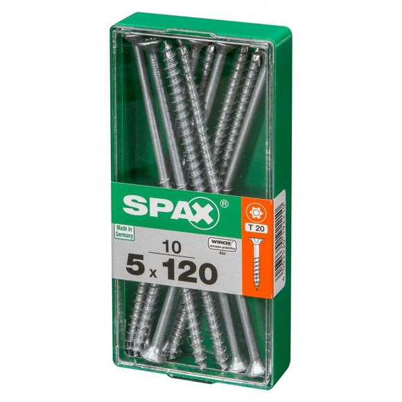 Lot De 10 Vis Acier Tête Autofraisée Plate Spax, Diam.5 Mm X L.120 Mm