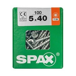 Lot De 100 Vis Acier Tête Fraisée Torx Spax, Diam.5 Mm X L.40 Mm