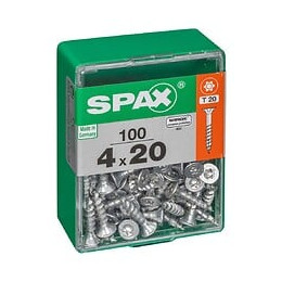 Lot De 100 Vis Acier Tête Autofraisée Plate Spax, Diam.4 Mm X L.20 Mm