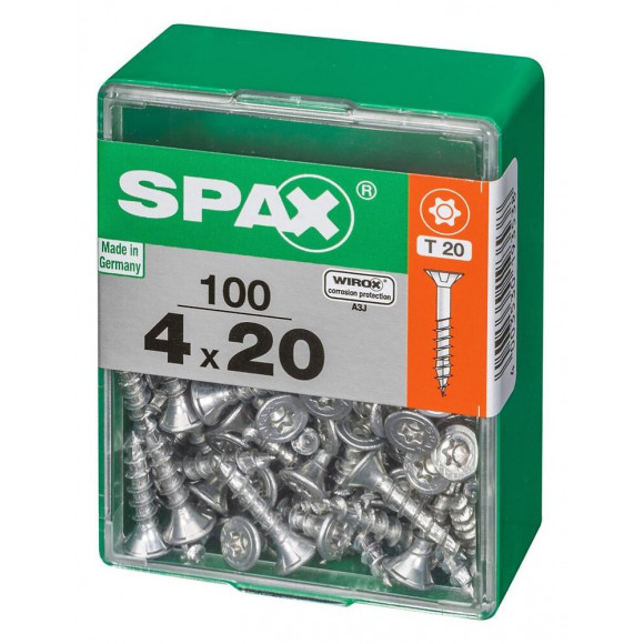 Lot De 100 Vis Acier Tête Autofraisée Plate Spax, Diam.4 Mm X L.20 Mm