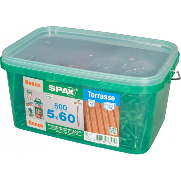 Lot De 500 Vis Terrasse Acier Tête Cylindrique Spax, Diam.5 Mm X L.60 Mm