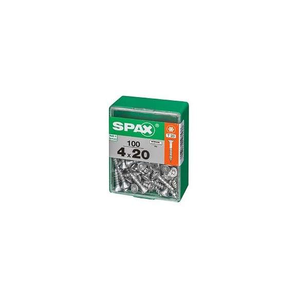 Lot De 100 Vis Acier Tête Autofraisée Plate Spax, Diam.4 Mm X L.20 Mm