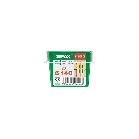 Lot De 20 Vis Acier Tête Fraisée Bombée Torx Spax, Diam.6 Mm X L.140 Mm