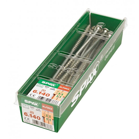 Lot De 20 Vis Acier Tête Fraisée Bombée Torx Spax, Diam.6 Mm X L.140 Mm