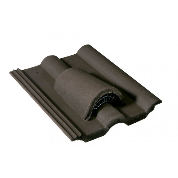 Tuile chatière grillagée Double Romane Brun