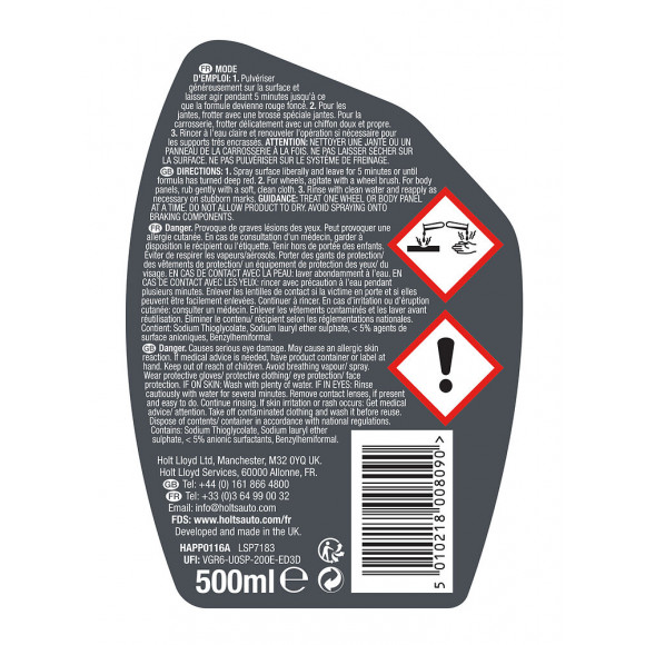 NETTOYANT JANTES DECONTAMINANT AVEC CHANGEMENT DE COULEUR PULVE 500 ML