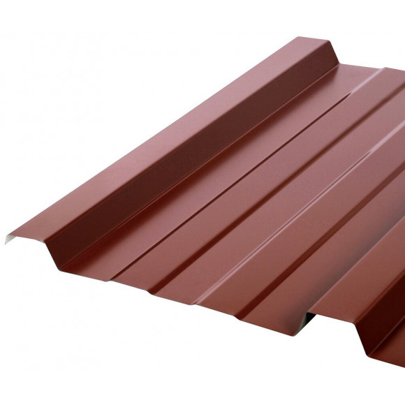 Tôle acier galva laqué nervuré 0.50mm 200x105cm rouge