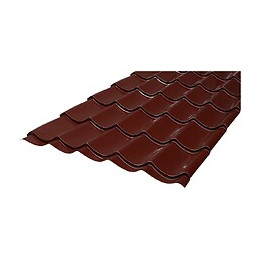 Panneau tuile acier galvanisé laqué mat rouge 195x104cm