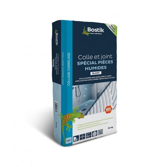BOSTIK COLLE ET JOINT FLX - SPECIAL PIECES HUMIDES BLANC 25KG