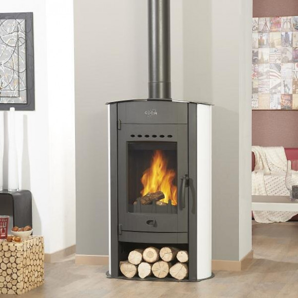 Poêle à bois fonte 9.5 kW Biodesign 5 étoiles blanc