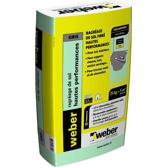 Ragréage sol haute performance 25 kg WEBER