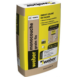 Enduit de façade monocouche grain fin blanc cassé 25 kg WEBER