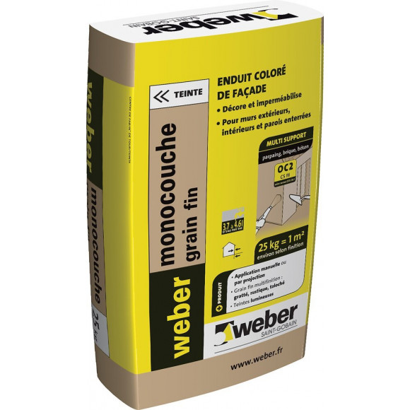 Enduit de façade monocouche grain fin blanc cassé 25 kg WEBER