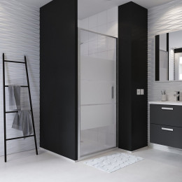 Porte de douche pivotante largeur 80 cm en verre 6 mm dépoli