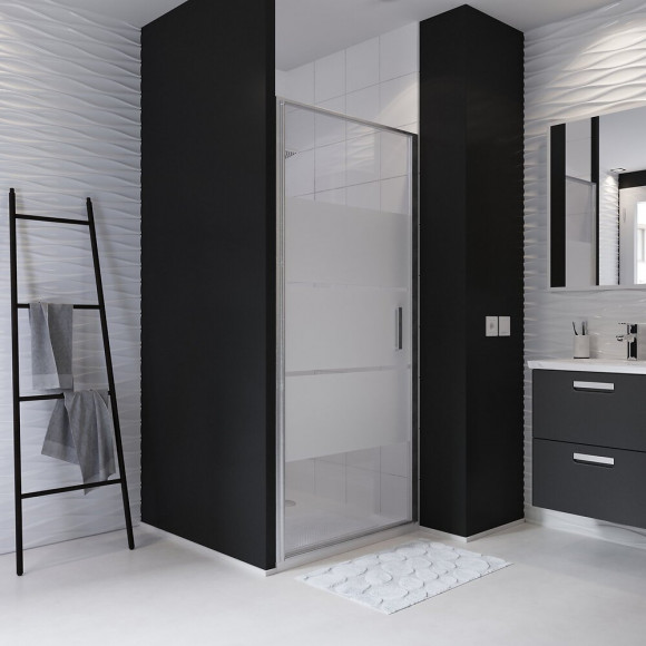 Porte de douche pivotante largeur 80 cm en verre 6 mm dépoli