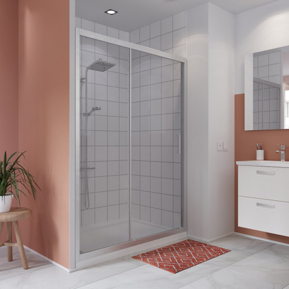 Porte de douche coulissante largeur 100 cm en verre 6 mm transparent