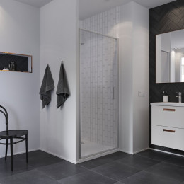 Porte de douche pivotante largeur 80 cm en verre 6 mm transparent
