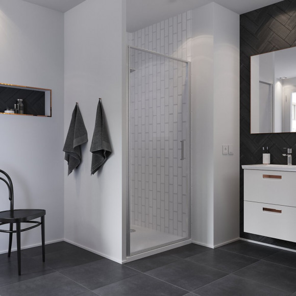 Porte de douche pivotante largeur 80 cm en verre 6 mm transparent
