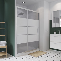 Porte de douche coulissante largeur 100 cm en verre 6 mm dépoli