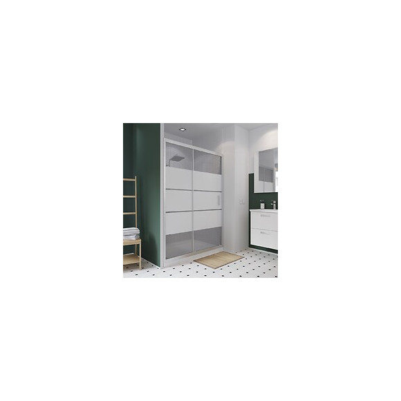 Porte de douche coulissante largeur 100 cm en verre 6 mm dépoli