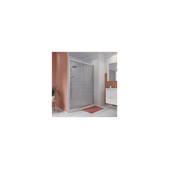 Porte de douche coulissante largeur 100 cm en verre 6 mm transparent