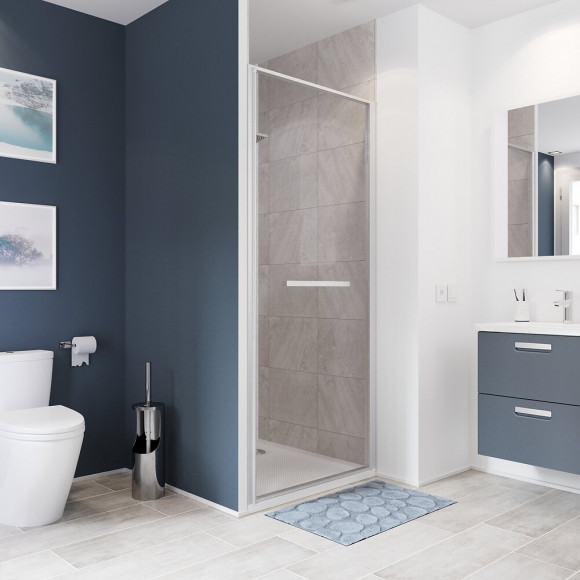 Porte de douche pivotante largeur 80 cm en verre 8 mm transparent