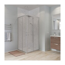 Angle de douche carré 80 x 80 cm en verre 6 mm transparent