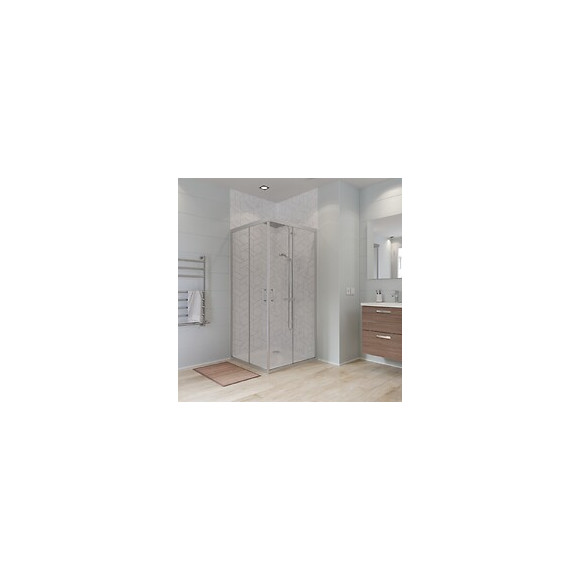 Angle de douche carré 80 x 80 cm en verre 6 mm transparent