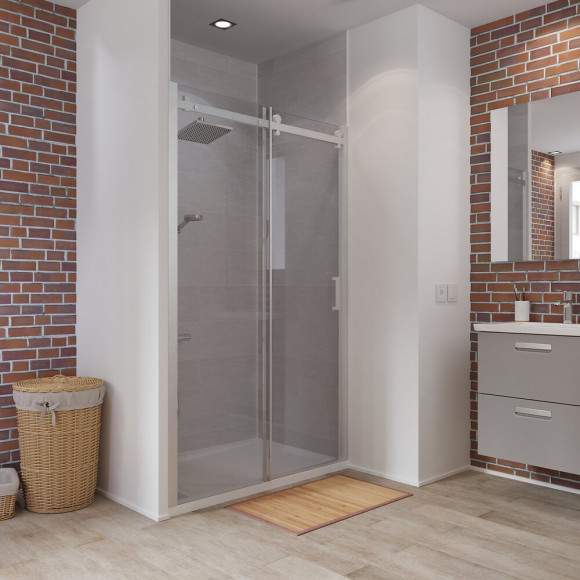 Porte de douche coulissante indus 120 cm en verre 6mm transparent