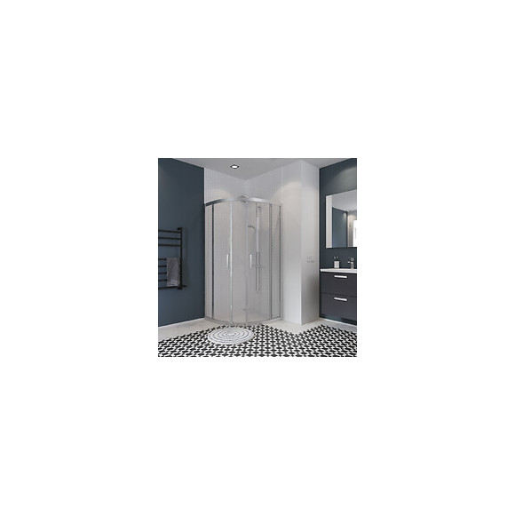 Angle de douche 1/4 de cercle 90 x 90 cm en verre 6 mm transparent