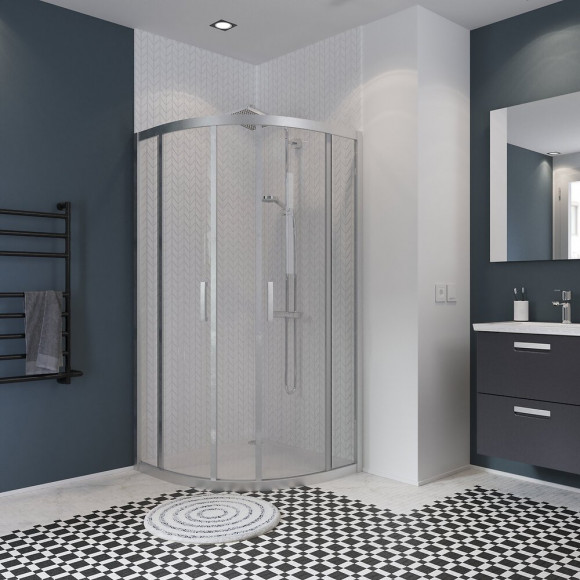 Angle de douche 1/4 de cercle 90 x 90 cm en verre 6 mm transparent