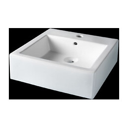 Vasque à poser céramique blanc forme carrée