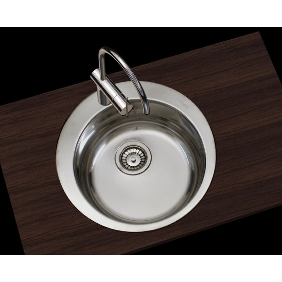 Evier cuve ronde en inox. 1 bac. Diamétre 48